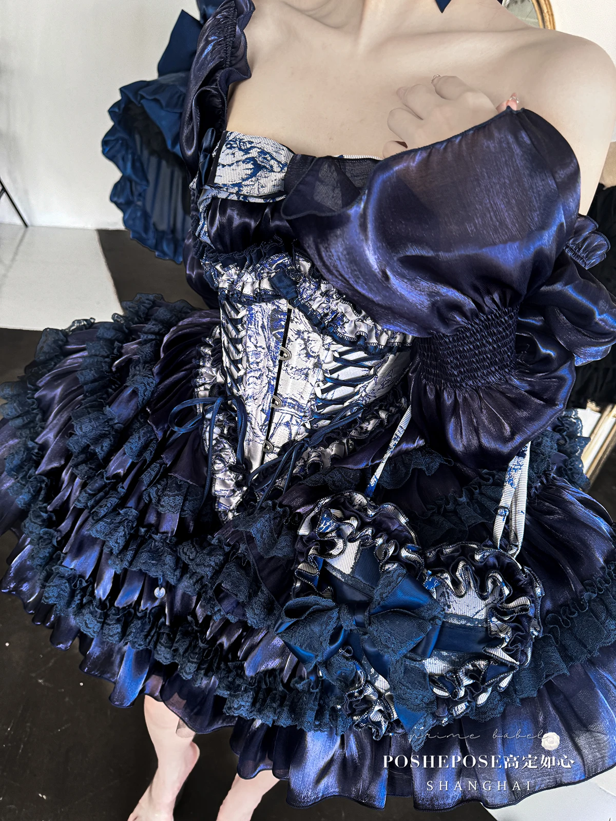 Elegante high-end socialite princesa festa de aniversário vestido curto 3d arco renda emendado em camadas doce kawaii lolita vestido para mulher