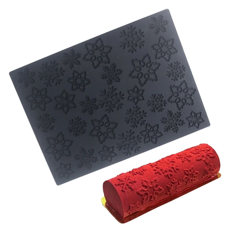 Snowflake Texture Wood Grain Design Christmas Silicone Cake Molds Mousse Cake Moulds Chocolate Moulds Dessert Decoration Tools