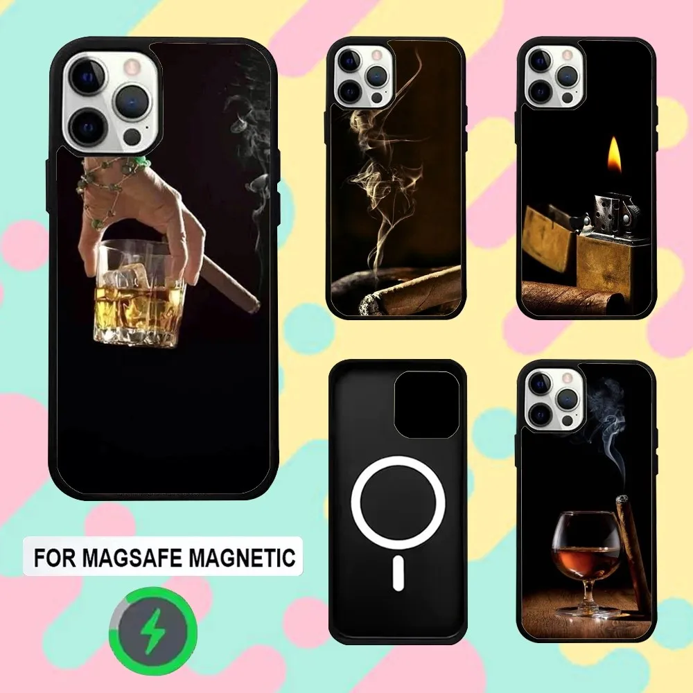 

Cigar Cigarette Phone Case For iPhone 16e,16,15,14,13,12,11,Plus,Pro,Max,Mini Magsafe Magnetic Wireless Charging