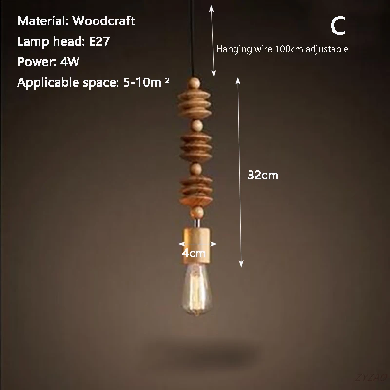 Hanglampen in retrostijl Eiken houten geometrische kralen hanglamp eetkamer woonkamer droplight hangende lichtarmatuur E27