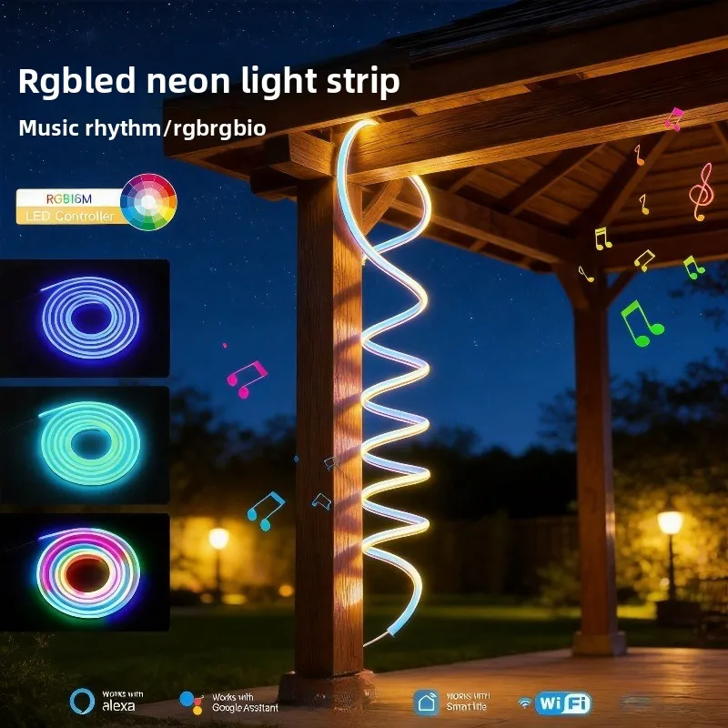 WiFi Smart Home Neon LED Light Strip App Regular Color Adjustment 16 Million RGB Color Rope Light