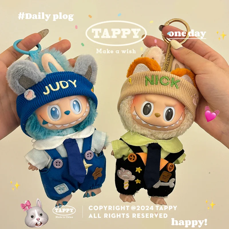 

Одежда для кукол, подходящая для Labubu V1v2v3, комплект Zootopia, одежда Джуди, креативный дизайн, милый мультяшный подарок ручной работы, игрушки для детей