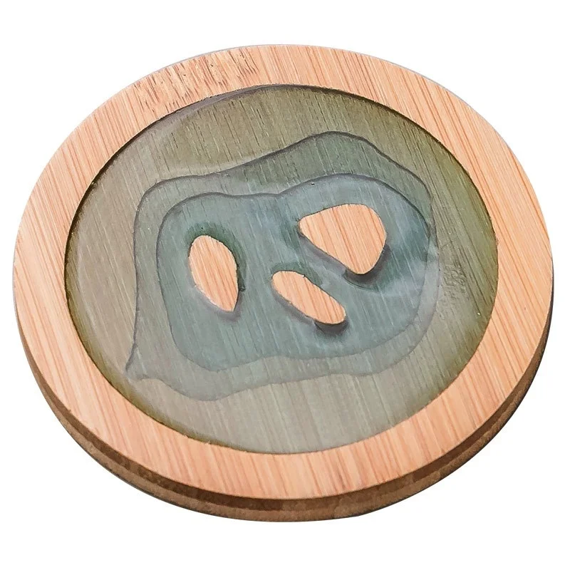 Creative Epoxy Resin Transparent Bamboo Round Tea Coaster Cup Holder Potholder Kung Fu Tea Set Tea Ceremony Accessories Supplies