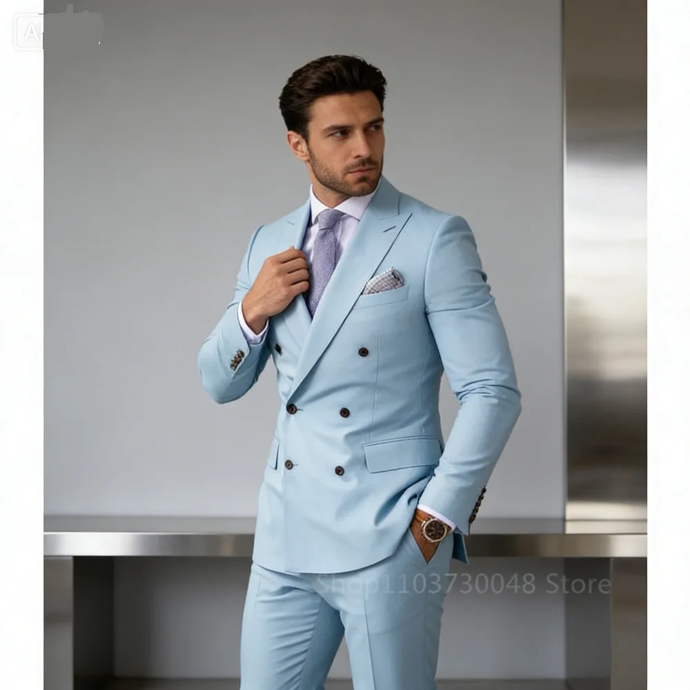 

Men's Smart Casual Groom Tuxedos, Slim Fit Blazer Set, Formal Business Suit for Men, 2 Piece Costume, Homme Blazer and Pants