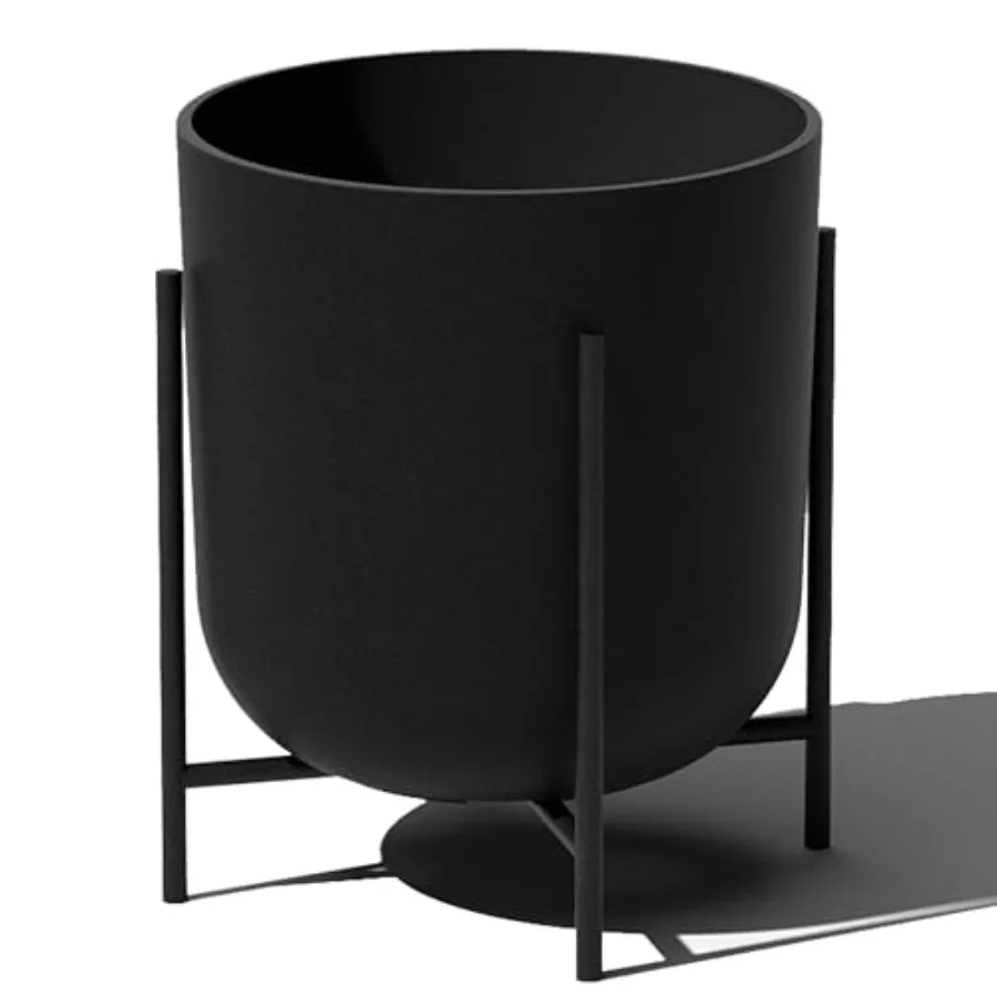 

Кашпо Mason Series Raised Lima - круглое кашпо для патио/балкона из пластико-каменного композита с металлической подставкой для растений, современный декор