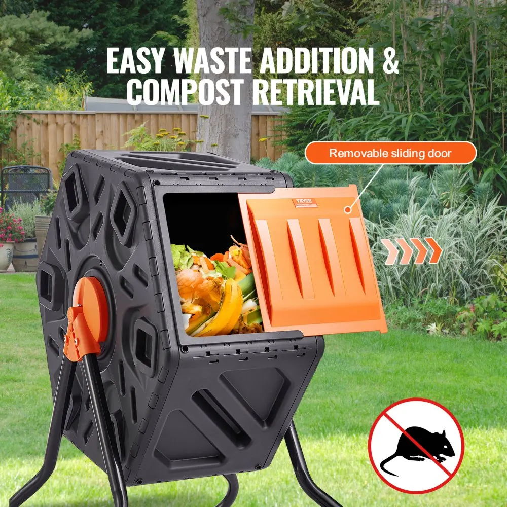 VEVOR Outdoor Compost Bin 37Gal Dual Chamber Composting Tumbler High Volume BPA Free Composter Bin Tumbler for Garden/Kitchen