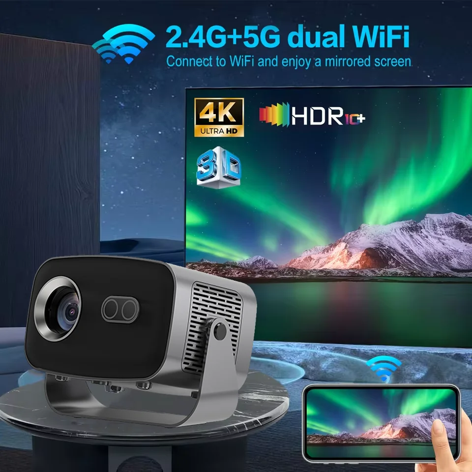 جهاز عرض جديد بتركيز تلقائي يعمل بنظام أندرويد 14 4K 390ANSI 4K أصلي 720P 1080P فيديو مع Wifi6 BT5.2 Allwinner H713 محمول خارجي 2026 #6