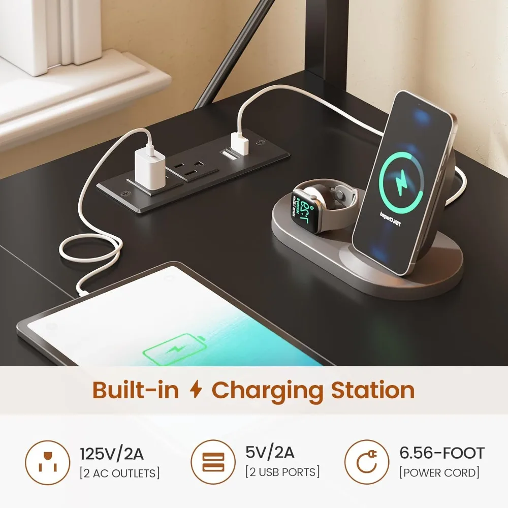 L Shaped Gaming Desk with 5 Drawers and Storage Shelves, Reversible Computer Desk with Bookshelf for Home Office