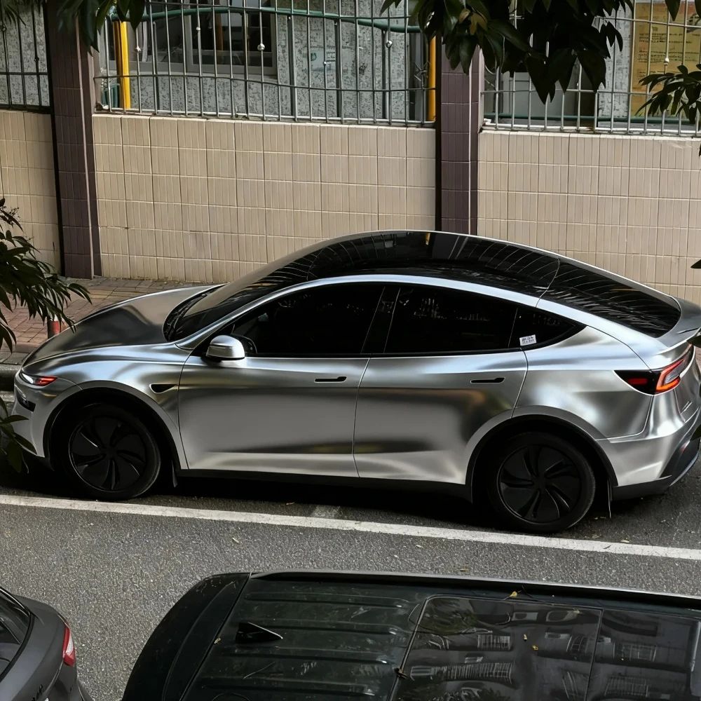 DIY Eectroplated Silver Color Changing Film For Tesla Model Y Juniper 2025 2026 Paint Protection Film Pre-cut PET PPF Vinyl Wrap