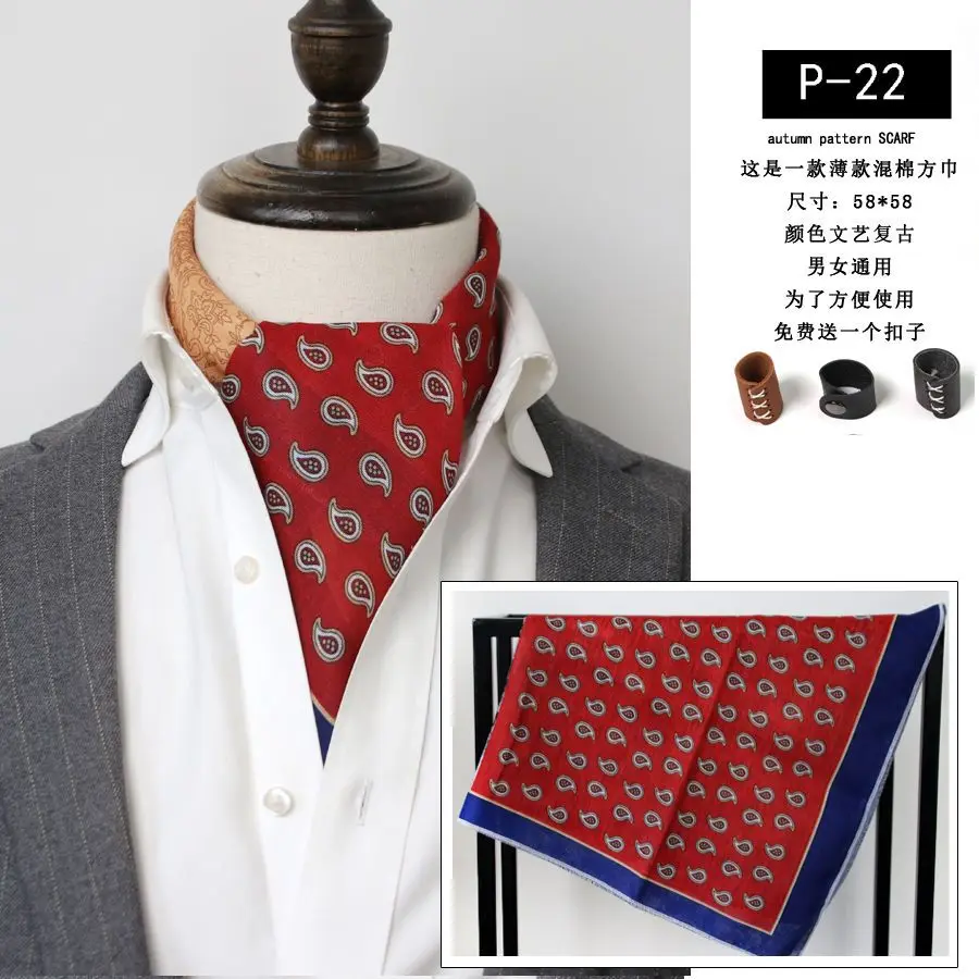 Baumwolle und Leinen Herren Künstlerischer Retro Schal Koreanischer Frühling Herbst Winter Schal Hip Hop Street Style Schal Kleines Quadratisches Handtuch – Detail 28