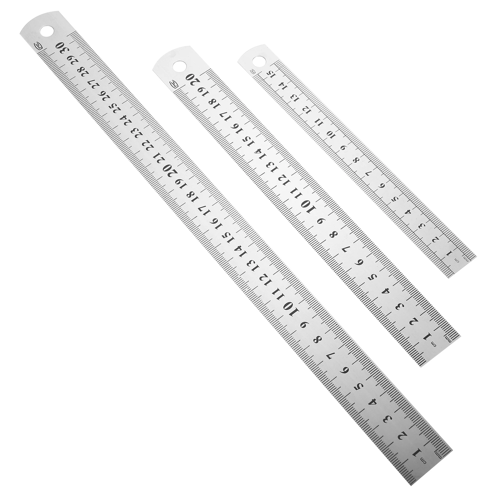 3pcs Metal Ruler Straight Edge Drawing Tool Double Side Scale Steel Measuring Ruler For Art Painting Office School Use
