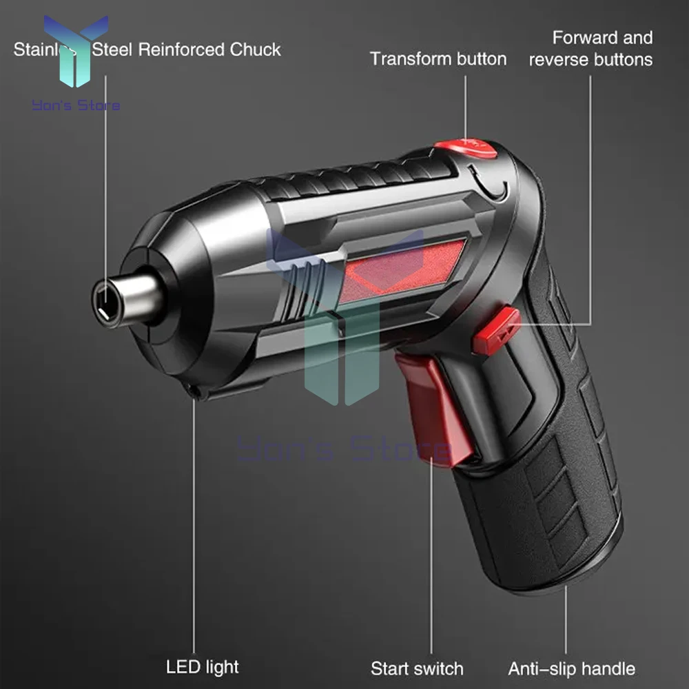 Household Electric Screwdriver Rechargeable Cordless Impact Drill Wireless Electric Drill Screwdriver Set Electric Screw Driver