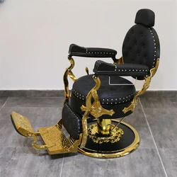 Luxury Recliner Hair Cutting Chair Beauty Barbershop Antique Salon Equipment Furniture Saloon Chairs Metal Barber Chair