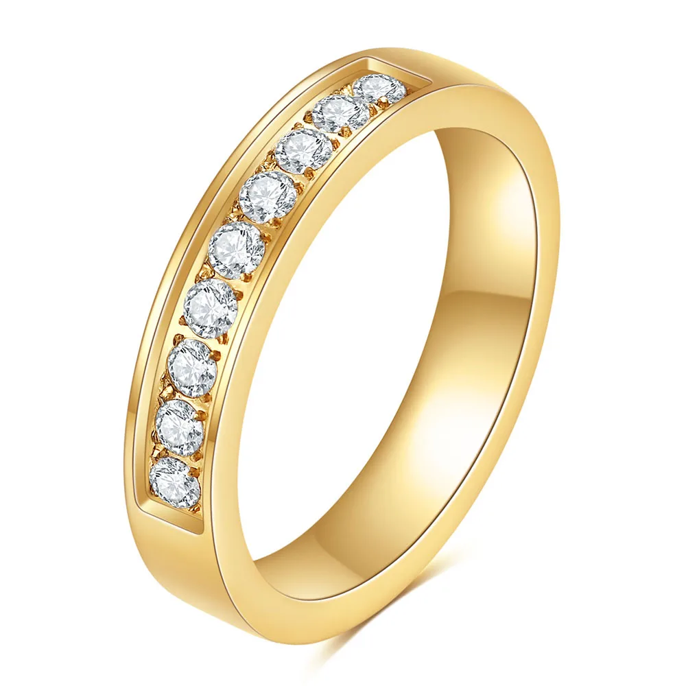 Women's Stainless Steel CZ Engagement Ring