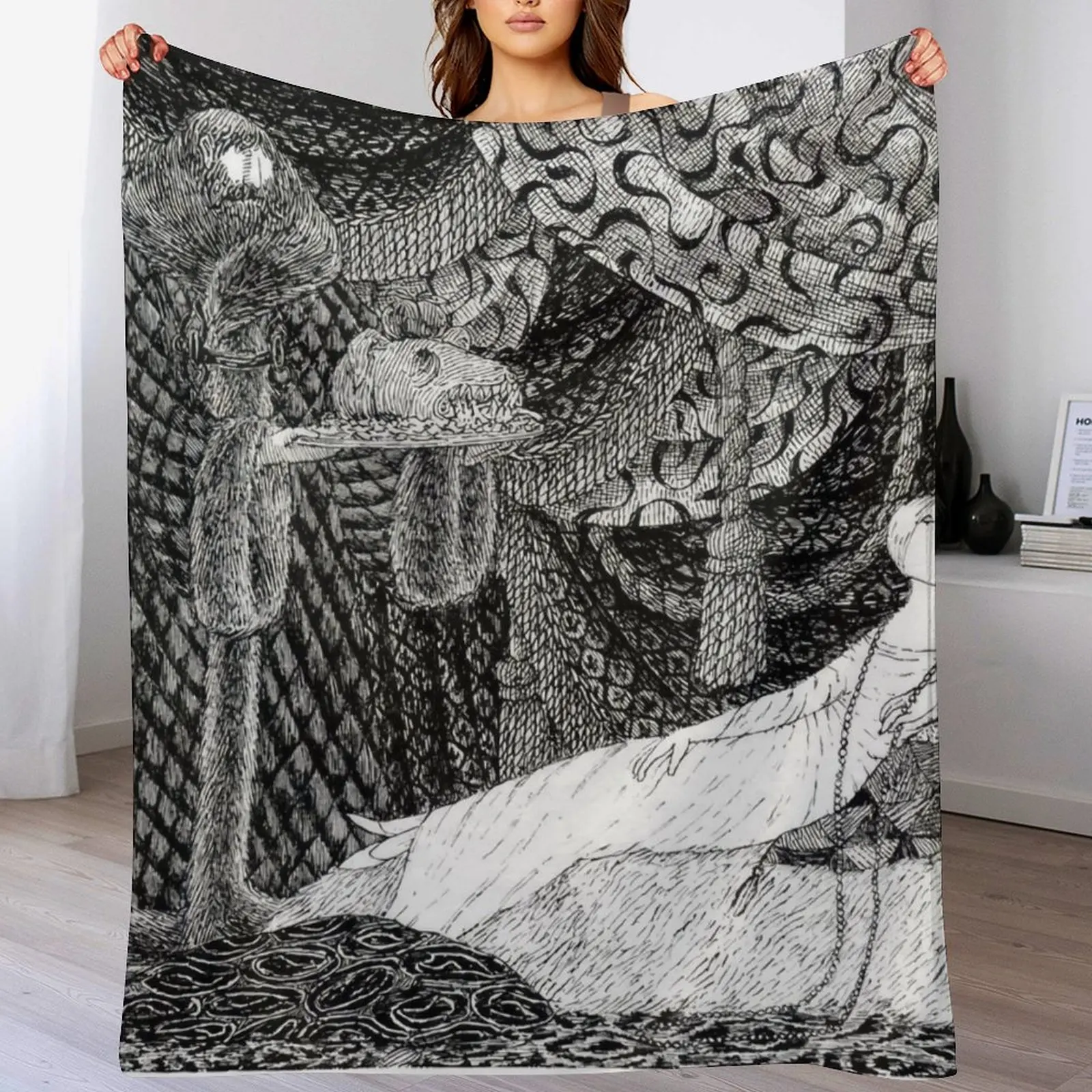 

Edward Gorey Throw Blanket funny gift Stuffeds Bed Blankets