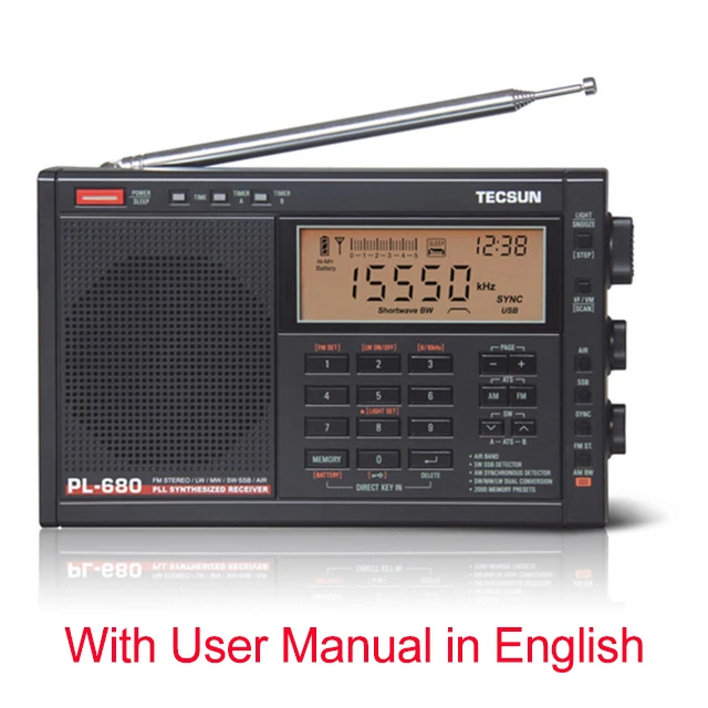 Tecsun PL-680 Radio FM Digital Tuning Full-Band FM/MW/SBB/PLL SYNTHESIZED Stereo Radio Receiver Portable Speaker Auto sleep