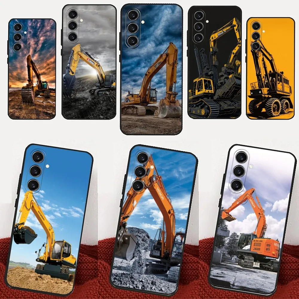 Excavator Phone Case For Samsung Galaxy A13,21s,22,31,32,52,53,71,80,91 Black Soft Cover