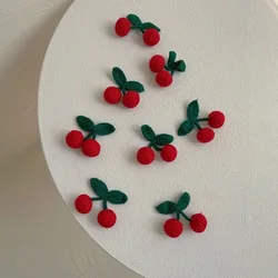 Knitted Red Cherry brooch Hook Weaving Ornaments Fruit Chest Flower Yarn Cute Bag Clothing Pendant Decorations DIY Accessories