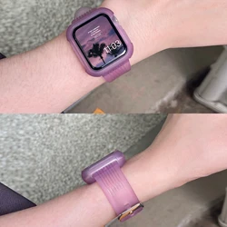 Clear Band + Case for Apple Watch 8 7 6 SE 5 3 2 Soft Transparent silicone Strap for iwatch Strap 38mm 40mm 44mm 42MM 41MM 45MM