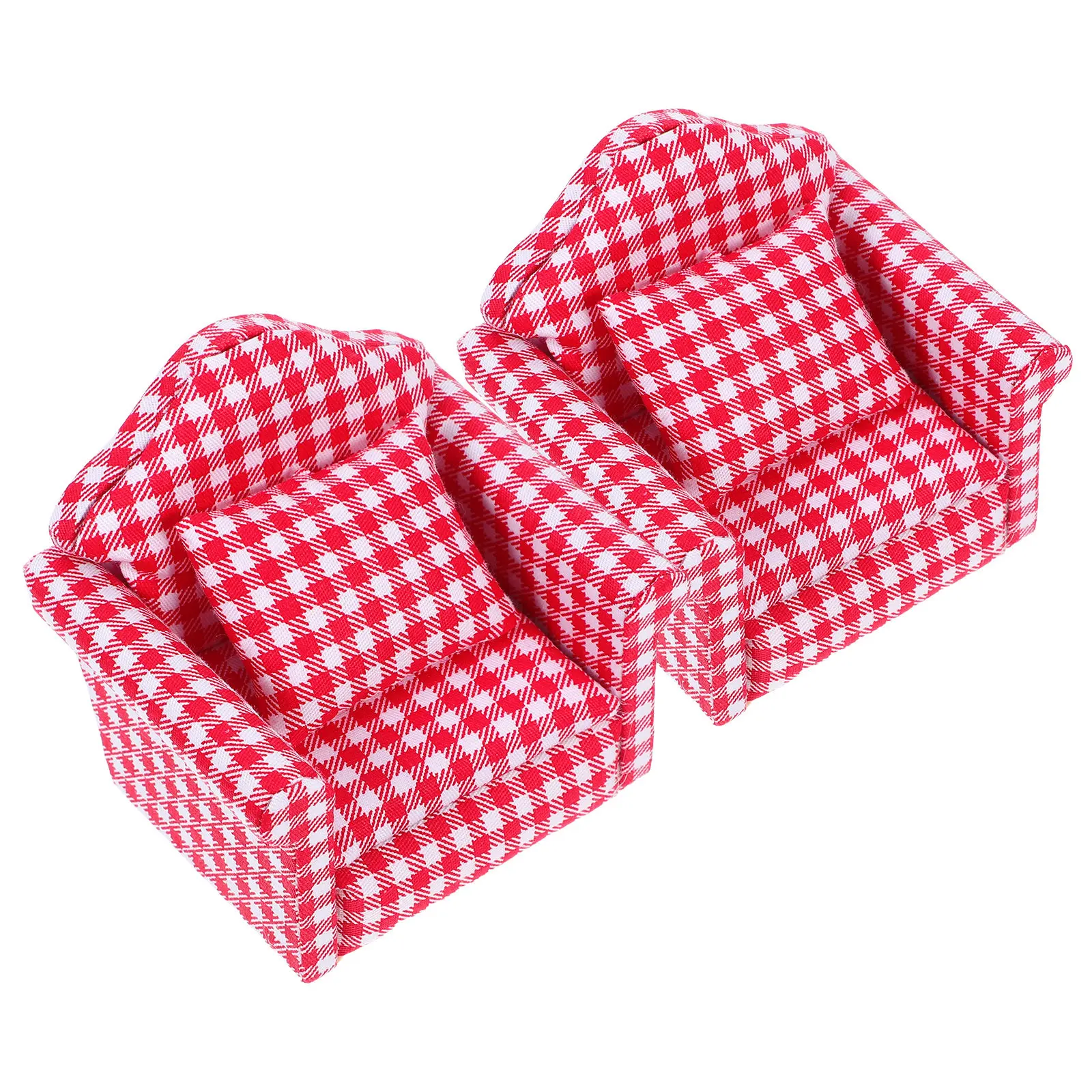 

2Sets Dollhouse Mini Sofa Wooden Armchair Miniature Furniture Cute Colorful Home Decor Miniature Chair Mini House Chair