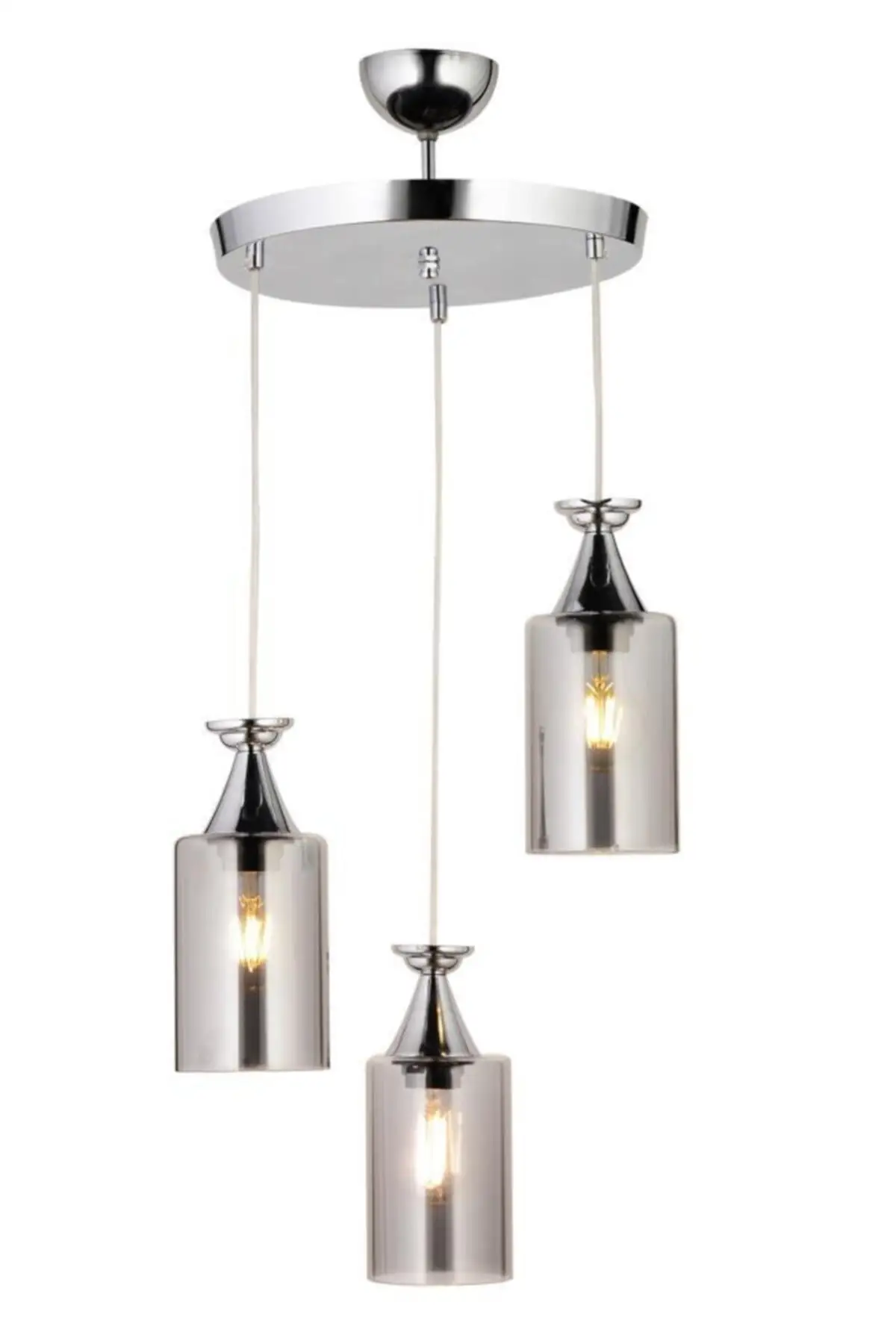 Filled glass chandelier 3-piece chrome smoked glass chandelier with glass