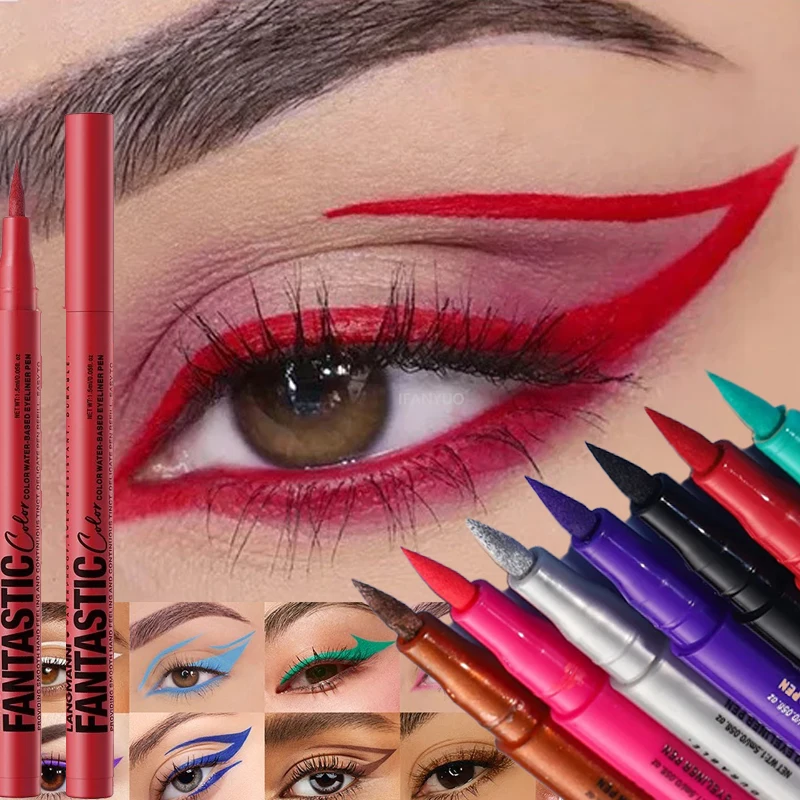 Matte Dark Red Eye Liner Makeup White Liquid Eyeliner Quick-Drying Waterproof Long-Lasting Eyeliner Pencil 12 Color Eye Cosmetic