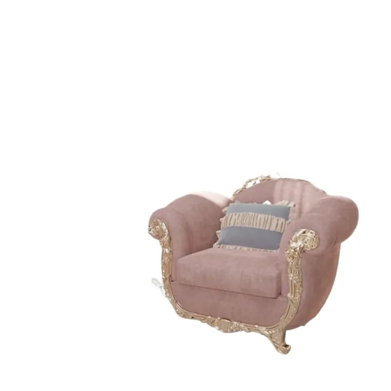 French light luxury palace style solid wood carved Rococo fabric sofa set