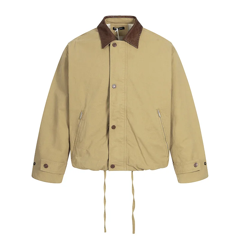 سترة قصيرة للرجال ملابس الشارع الكورية موضة فضفاضة غير رسمية بياقة لصق سترة زوجين معطف منفوخ ملابس خارجية Cityboy