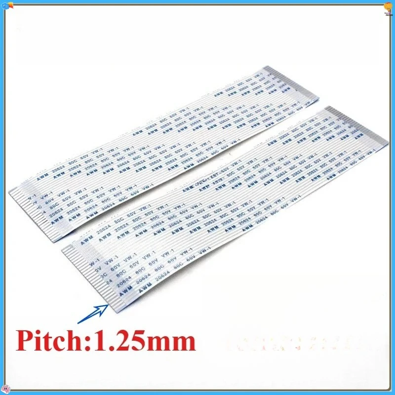 2Pcs Flexible Flat Cable FPC FFC 20-100CM 1.25mm Pitch AWM 20624 80C 60V VW-1 in Multiple Pin Options for Electronics Market