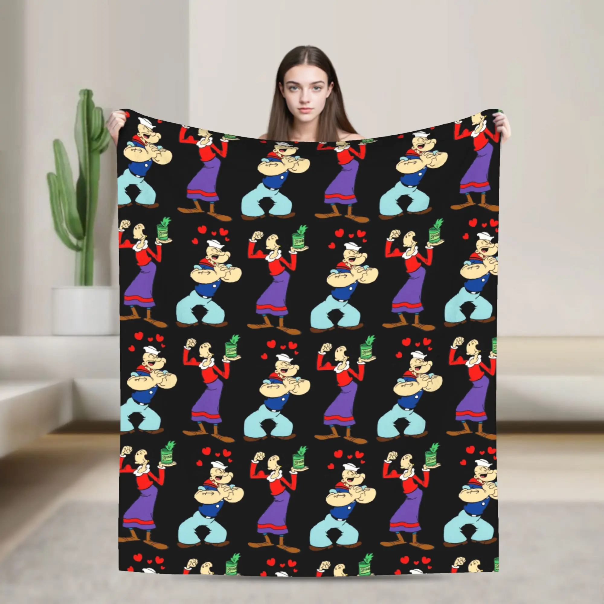 

Popeyed & Olive Eat Your Spinach Ladies Blanket Fleece All Season Lightweight Throw Blankets for Sofa Travel Bedspreads