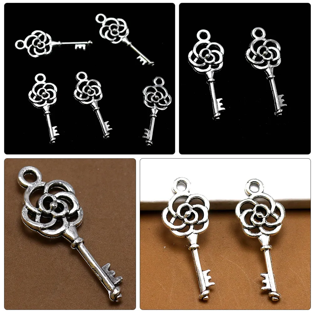 

Набор из 1 шт. серебряных подвесок-ключей из сплава для браслетов, украшений, изготовления брелоков, аксессуаров для рукоделия, оптовый набор
