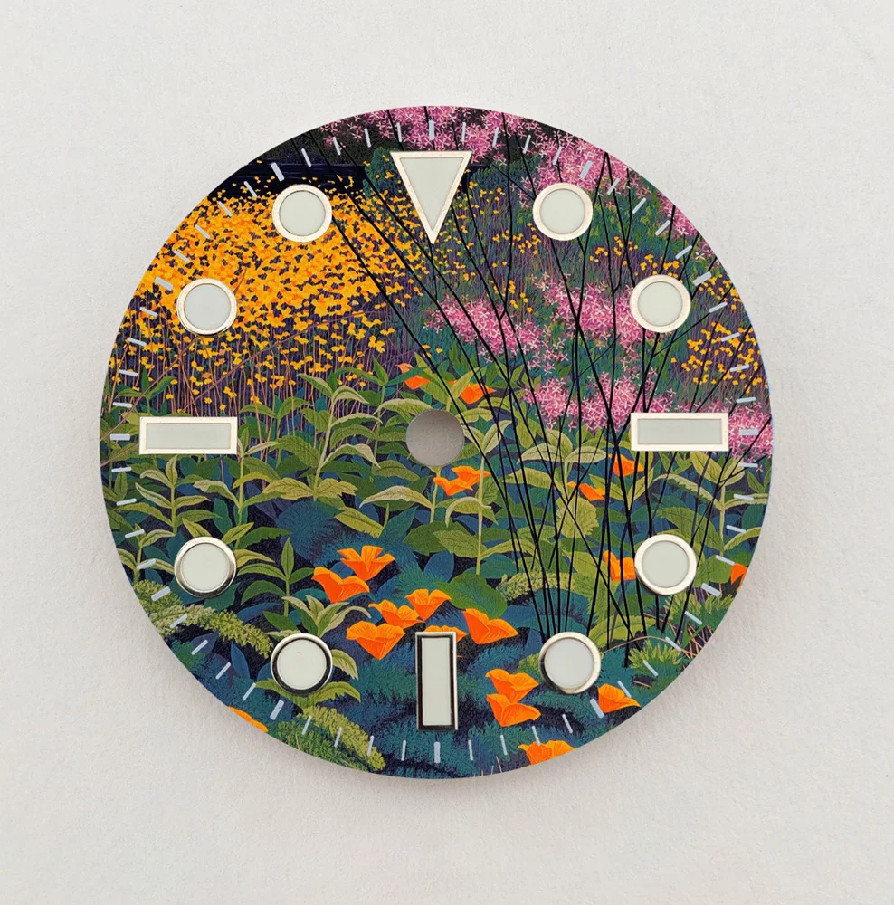 28.5 مللي متر الطلب NH35 الهاتفي الإبداعية زهرة البحر الهاتفي NH36 الطلب اللون الطلب صالح NH35/NH36 ساعة يد تعمل بالحركة أجزاء استبدال شعار مخصص