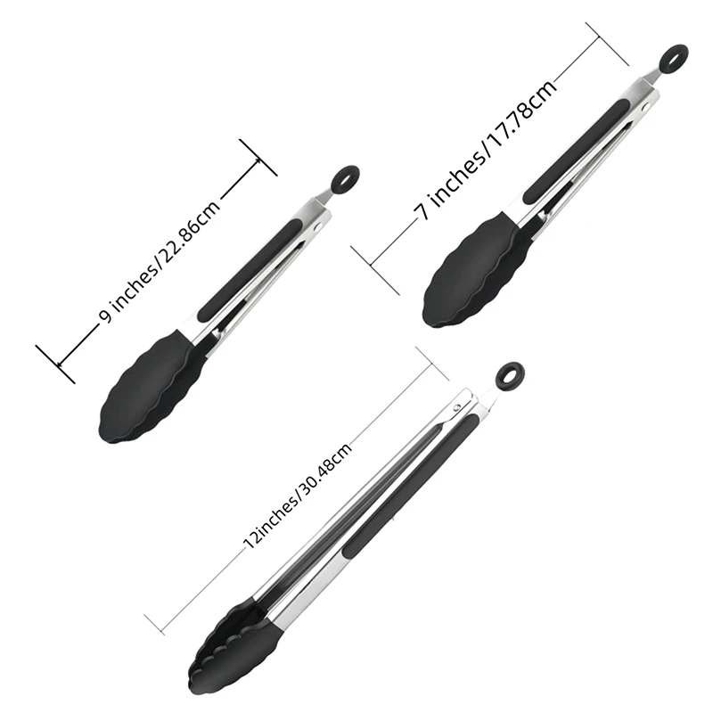 With Joint Lock Kitchen Accessories Silicone Tongs Kitchen Stainless Steel BBQ Non-Stick Kitchen Utensils Barbecue Cooking Tong
