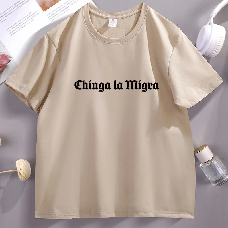 

Chinga La Migra T-shirt Abolish Ice Tee Human Rights T Shirt Casual Short Sleeve Round Neck Tshirt Streetwear Men Women Clothes