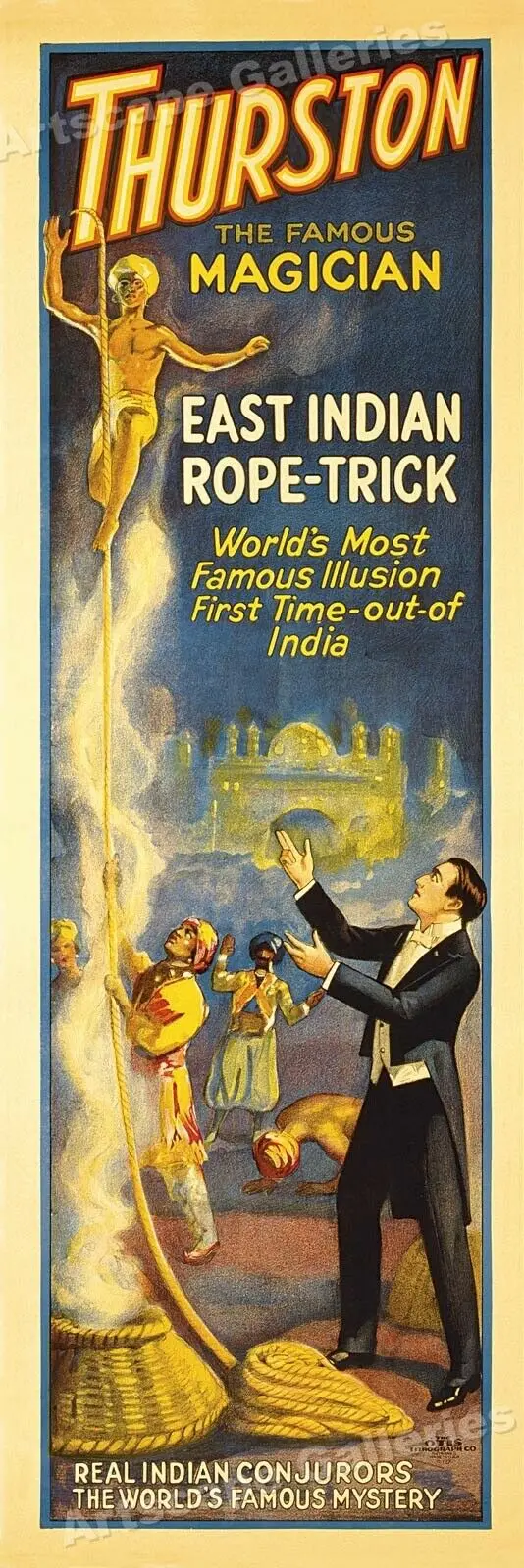 1927 Thurston Magician Poster East Indian Magic Rope Wall Art Home Decorative painting