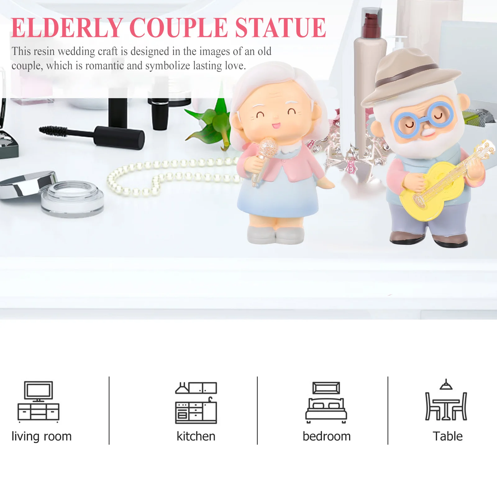 

Couple Cake Decor Valentines Day Decoration Old Man and Woman Figurine Resin Craft Figurines