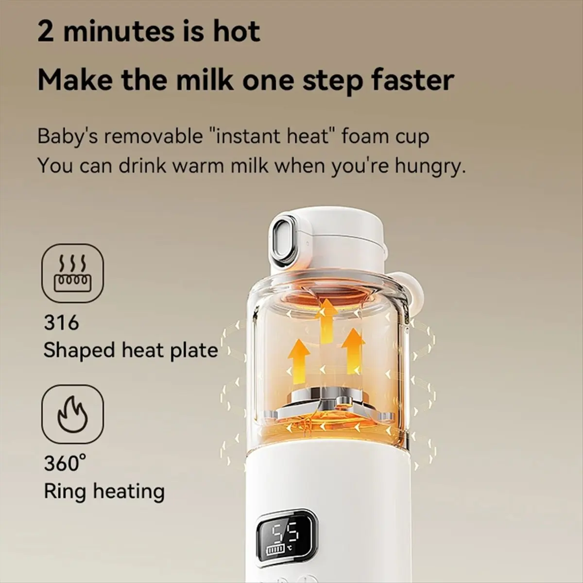 

KSOL 18000mAh High-Power Constant Temperature Cup Quick Hot Water and Milk Heating Portable Baby Bottle Warmer