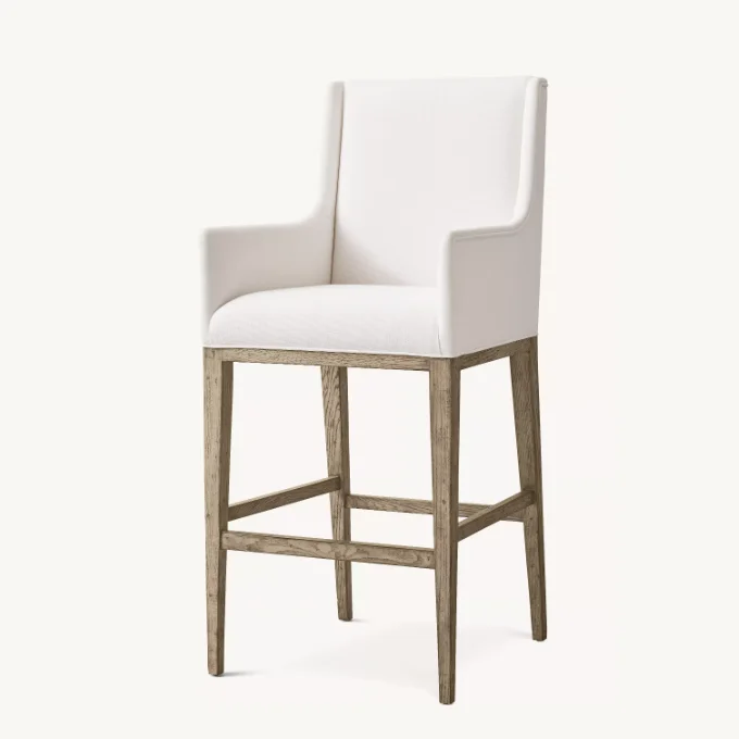 

#Hotel Use Wooden Bar Furniture Arm High Chairs Fabric Bar Stools