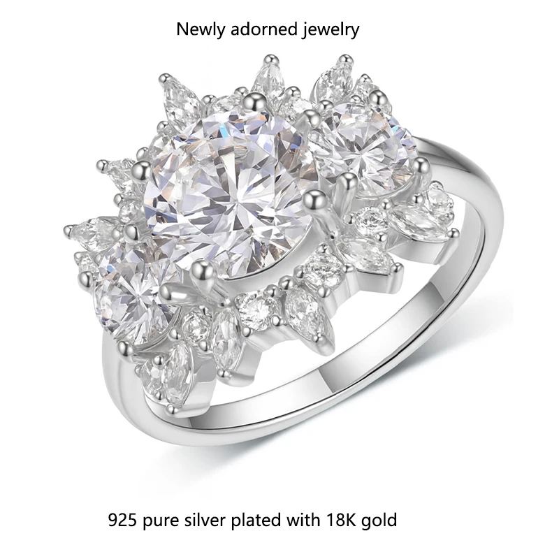 

A stylish and elegant women's wedding ring featuring a 2.0 carat moissanite flower design made of S925 silver, perfect as a high