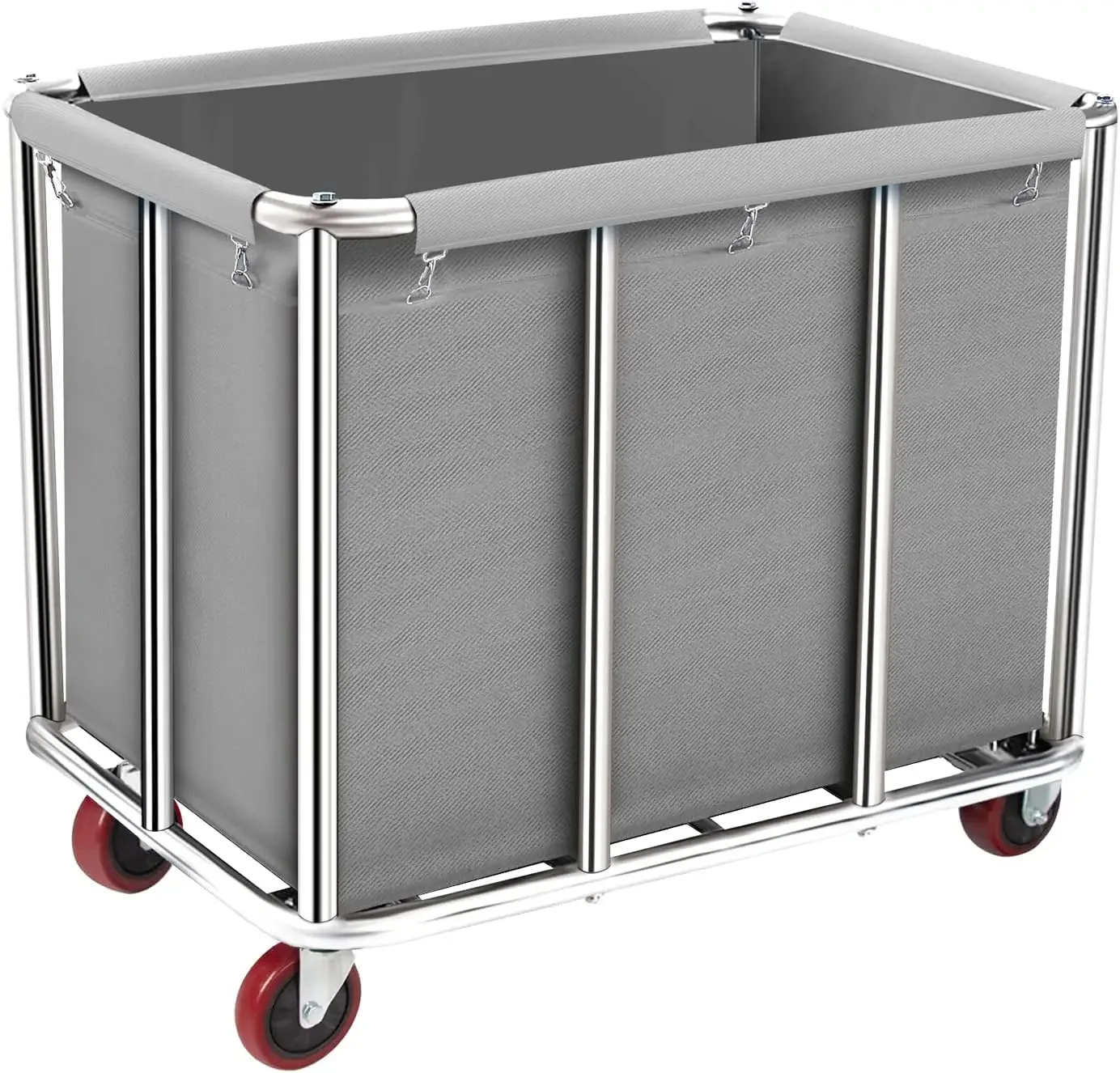 Commercial Laundry Cart with Wheels, 400L Large Rolling Laundry Cart with Steel Frame and Oxford Cloth, Heavy Duty Industrial La