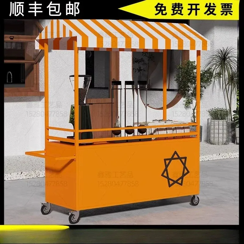 

Wrought iron flower car street stall car market mobile sales truck trolley shopping mall outdoor snacks stall car display rack
