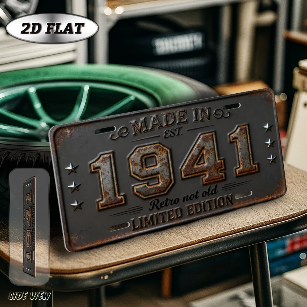 2D Flat - 【2D Flat】 2D Flat - [2D Flat] 1pc 2D Flat Vintage Aluminum Sign Decoration | Made In 1941, 12'' X 6'' Retro Metal Deco