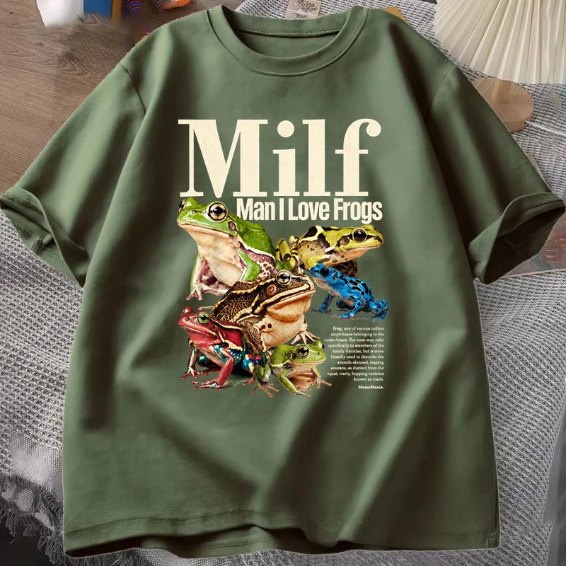 Man I Love Frogs T-shirt Funny Vintage Frogs Memes Shirts Short Sleeve Tee Men Funny Memes Design Print T Shirts Male Tee Tops