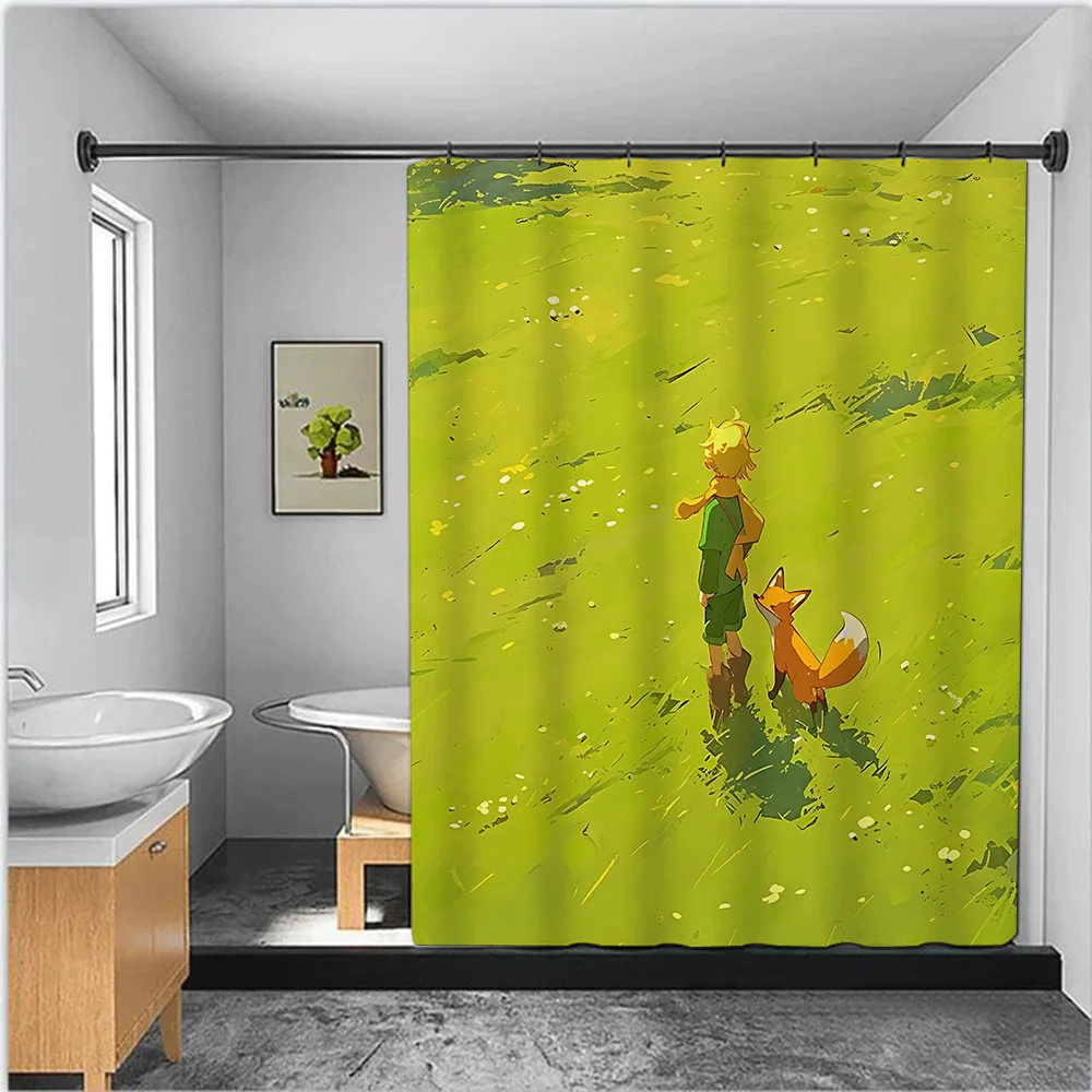 The L-Little P-Prince Cartoon Shower Curtain Waterproof Polyester Fabric Paint Colorful Bath Curtains Curtain With Hook