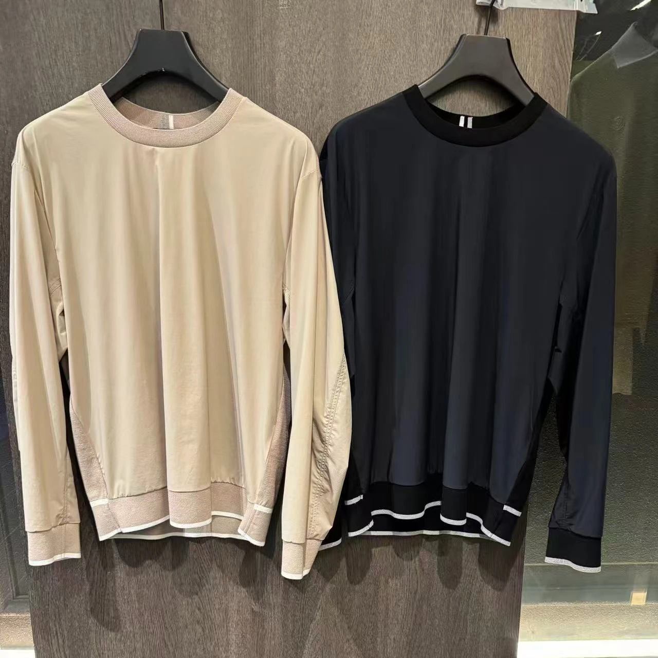 Men's Golf Knit Top 2026 Fall New Korean Style Custom Sporty Quick-Dry Paneled Long Sleeve Breathable Soft Stretch Polyester