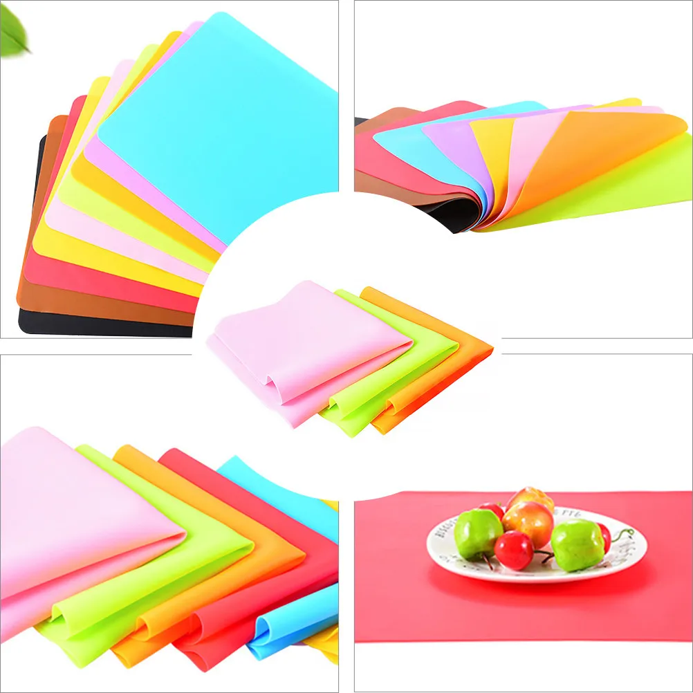 3Pcs Silicone Table Mat Colorful Non-Skid Heat Insulation Baking Place-Mat Home Restaurant Party Supplies view 6