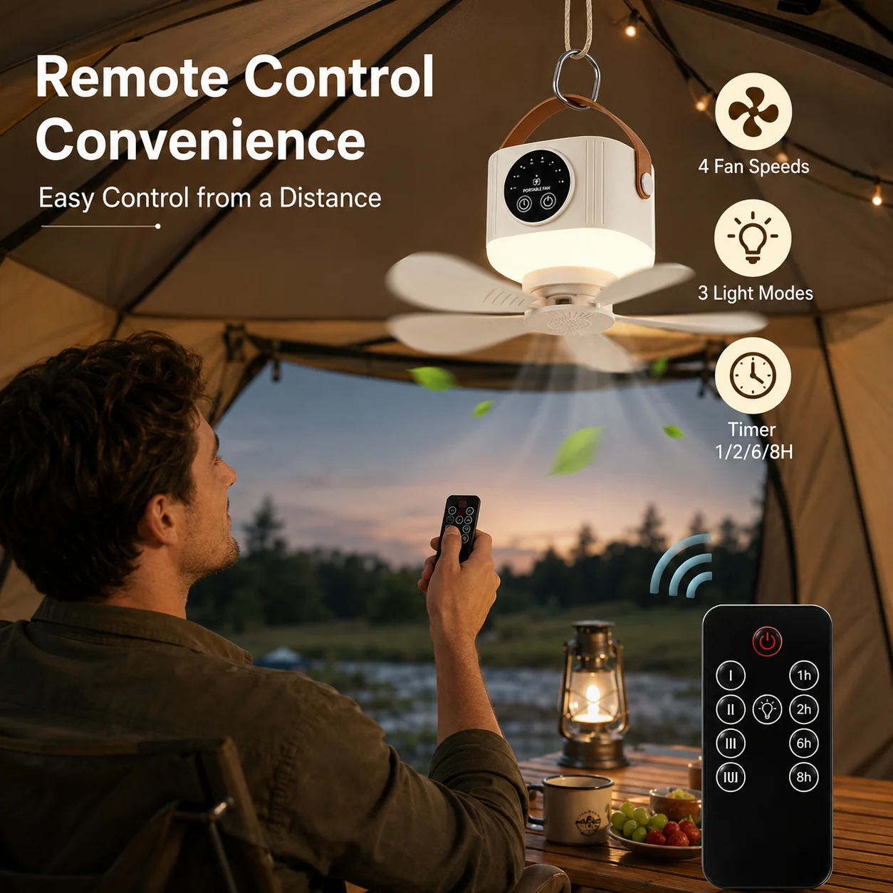 2026 New Portable Rechargeable Ceiling Fan Wireless USB Hanging Fan for Student Dorm Bed Outdoor Camping image 5
