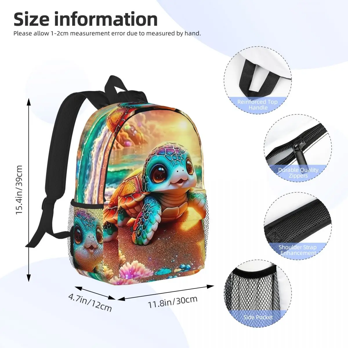 الكرتون السلحفاة نمط اللوحة على ظهره رائجة البيع Daypack سعة كبيرة صبي فتاة BookBag حقائب الكتف للرجال النساء حقيبة مدرسية