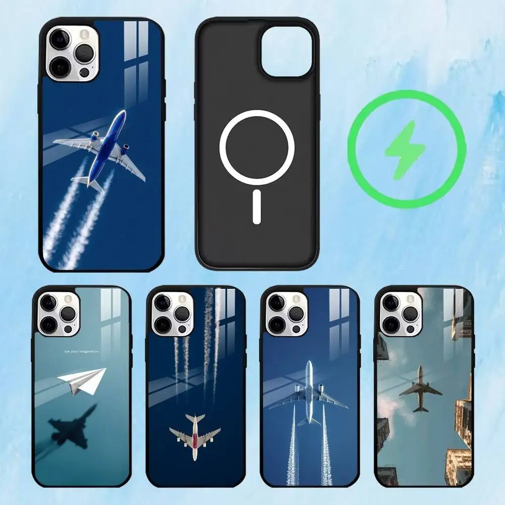 

A-Airplane Aircraft Phone Case For iPhone17,16,15,14,13,12,11 Plus,Pro Max Magnetic For Magsafe Wireless Charging