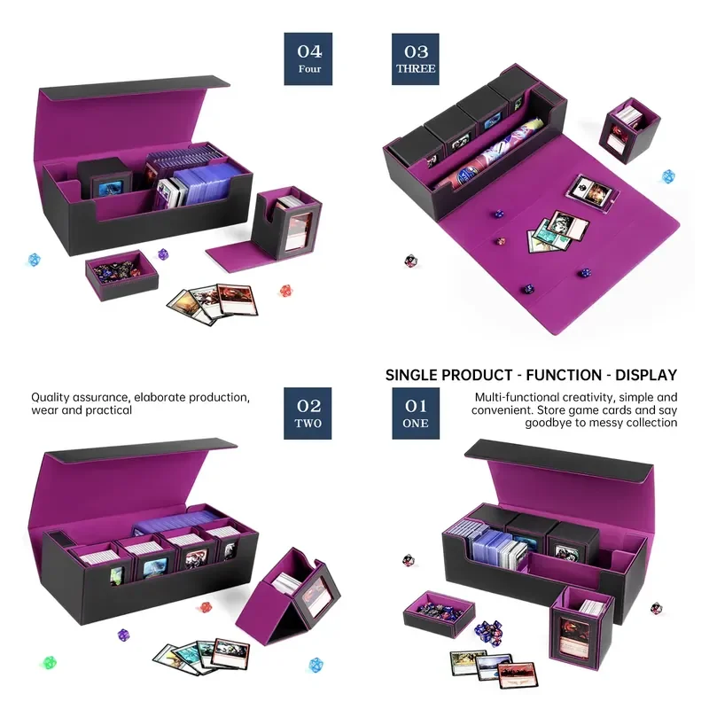 MTG Card Deck Storage Box 1800+ Large Capacity Double Row Trading Card Case With 4 Small Deck Boxes For TCG Cards